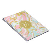 Roze goudblauwe inktmarmer notitieboek (Rechterzijde)