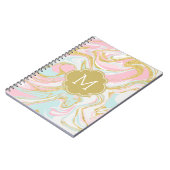 Roze goudblauwe inktmarmer notitieboek (Linkerzijde)