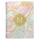 Roze goudblauwe inktmarmer notitieboek (Voorkant)