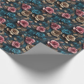  Roze Goudblauwe Rozen Cadeaupapier (Hoek)