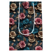  Roze Goudblauwe Rozen Medium Cadeauzakje (Achterkant)