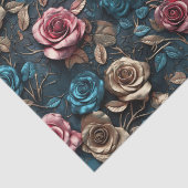  Roze Goudblauwe Rozen Tissuepapier (Detail)