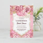 Roze goudbloem roos tropische partij kaart (Staand voorkant)