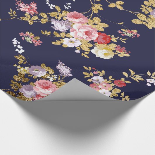 Roze goudboho floral cadeaupapier (Hoek)