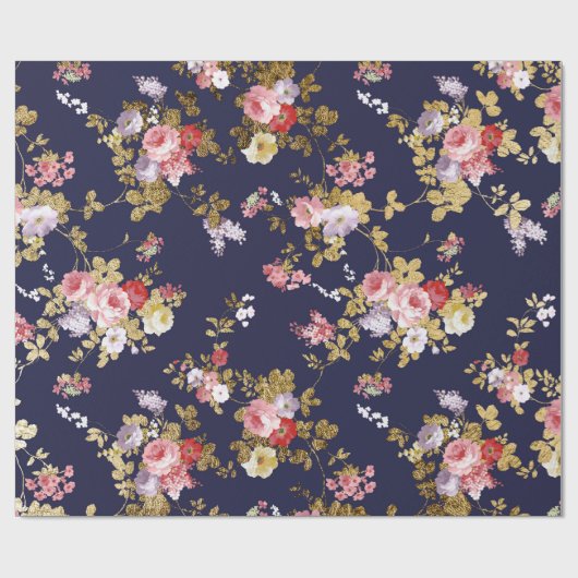 Roze goudboho floral cadeaupapier (Vlak)