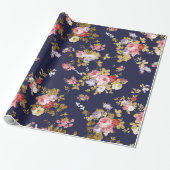 Roze goudboho floral cadeaupapier (Uitgerold)
