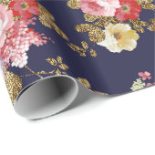 Roze goudboho floral cadeaupapier (Rol Hoek)