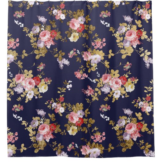 Roze goudboho floral douchegordijn (Voorkant)