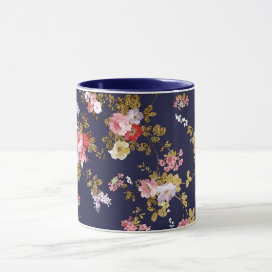 Roze goudboho floral mok (Midden)