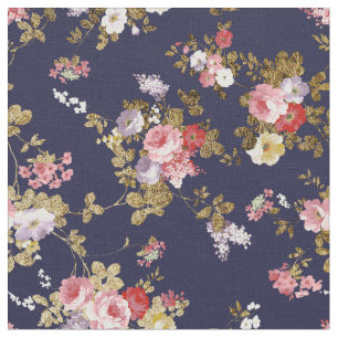Roze goudboho floral stof