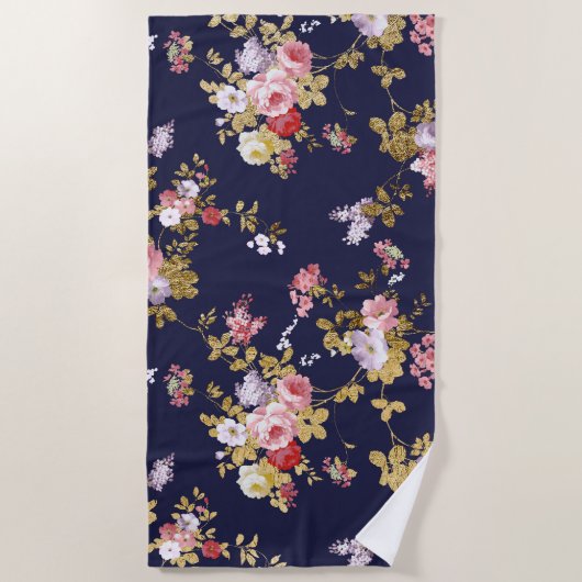 Roze goudboho floral strandlaken (Voorkant)