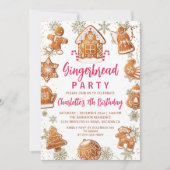 Roze goudbrood Koekjeskoekjes Versirend Birthday Kaart (Voorkant)