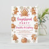 Roze goudbrood Koekjeskoekjes Versirend Birthday Kaart (Staand voorkant)