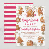 Roze goudbrood Koekjeskoekjes Versirend Birthday Kaart (Voorkant / Achterkant)