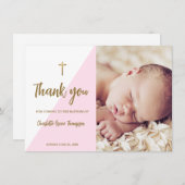 Roze goudbruin, aangepast babymeisje bedankkaart (Voorkant / Achterkant)