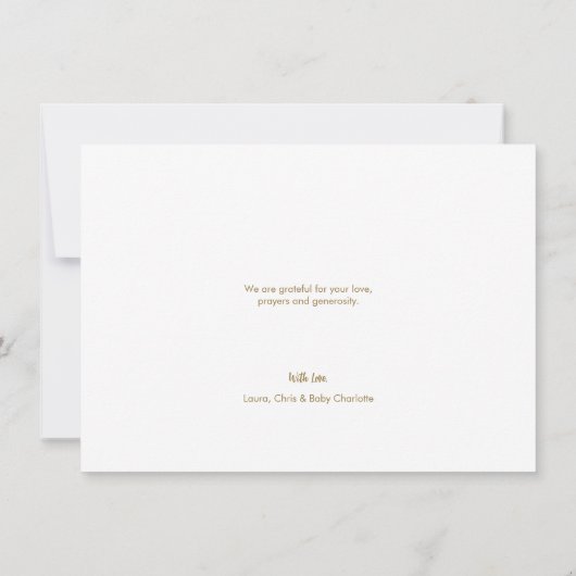 Roze goudbruin, aangepast babymeisje bedankkaart (Achterkant)