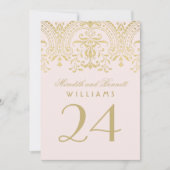 Roze  goudbruin bruistabelnummer kaart (Voorkant)