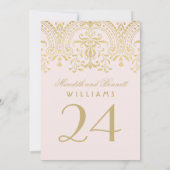 Roze  goudbruin bruistabelnummer kaart (Achterkant)