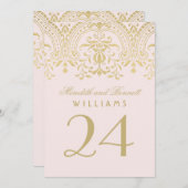 Roze  goudbruin bruistabelnummer kaart (Voorkant / Achterkant)