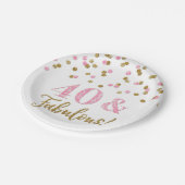 Roze goudConfetti 40 en Fabulous Birthday Papieren Bordje (Gekanteld)