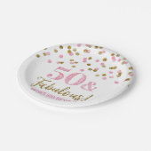 Roze goudConfetti 50 en Fabulous Birthday Papieren Bordje (Gekanteld)