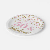 Roze goudConfetti 50 en Fabulous Birthday Papieren Bordje (Gekanteld)