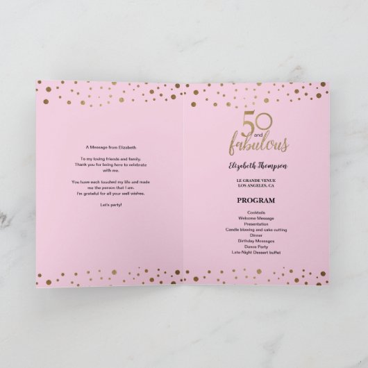 Roze goudConfetti 50 en geweldige verjaardag Programma (Binnen)