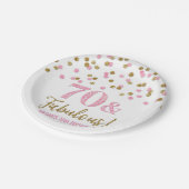 Roze goudConfetti 70 en Fabulous Birthday Papieren Bordje (Gekanteld)