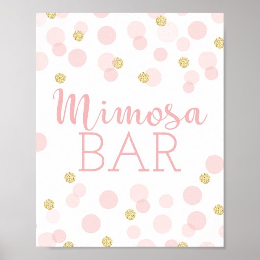 Roze goudConfetti Baby shower Mimosa Bar Poster (Voorkant)