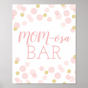 Roze goudConfetti Baby shower MOMosa Bar Mimosa Poster