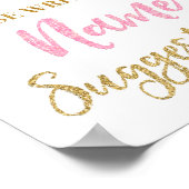 Roze goudConfetti Baby shower Naam Suggestie Poster (Hoek)
