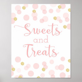 Roze goudConfetti Baby shower SweetsTretsSign Poster