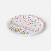 Roze goudConfetti gerimpeld met liefde Papieren Bordje (Gekanteld)