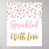 Roze goudConfetti gerimpeld met liefdesbordje Poster (Voorkant)