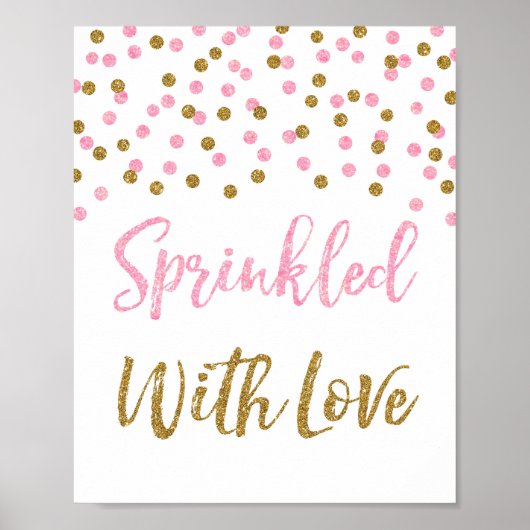 Roze goudConfetti gerimpeld met liefdesbordje Poster (Voorkant)
