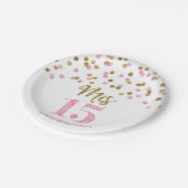 Roze goudConfetti Mis 15 Quinceanera Papieren Bordje (Gekanteld)