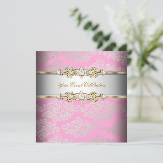 Roze goudcrème in reliëf kaart (Staand voorkant)