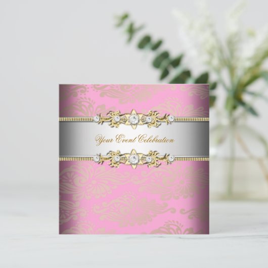 Roze goudcrème in reliëf kaart (Staand voorkant)