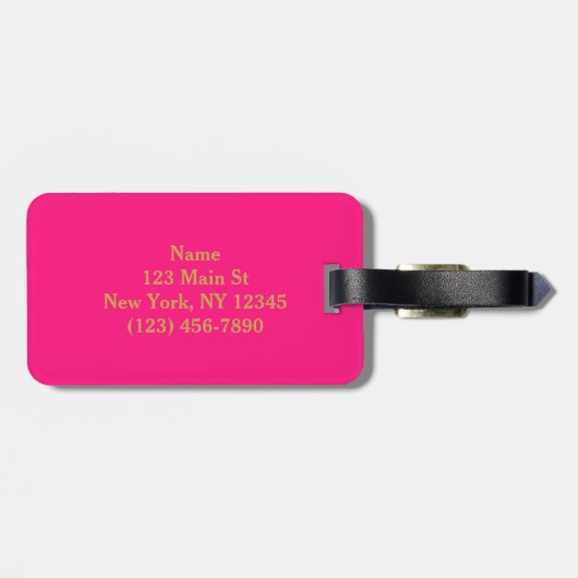 Roze gouddiagonale strepen bagagelabel (Achterkant horizontaal)