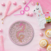 Roze gouddraak op Chinees traditioneel patroon Papieren Bordje (Feest)