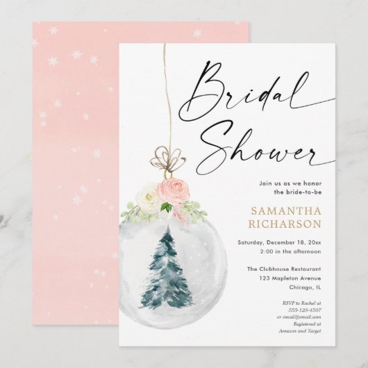 Roze goudelegant Winter vrijgezellenfeest Kaart (Voorkant / Achterkant)