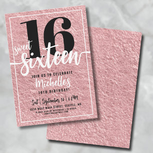 Roze Gouden 16e Verjaardagsfeestje Kaart
