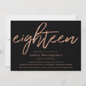 Roze Gouden 18e Verjaardagsuitnodiging met Glitter Kaart (Voorkant)