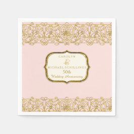 Roze gouden 50ste bruiloft Jubileum Servetten