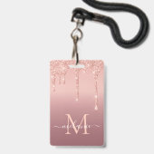 Roze Gouden Aangepaste Naam en Letter Badge Sjablo (Voorzijde met lanyard)
