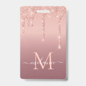 Roze Gouden Aangepaste Naam en Letter Badge Sjablo (Achterkant)