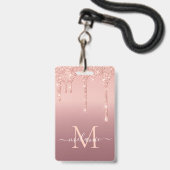 Roze Gouden Aangepaste Naam en Letter Badge Sjablo (Achterkant met lanyard)