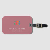 Roze Gouden Aangepaste Naam & Logo Bagagelabel (Voorkant (horizontaal))