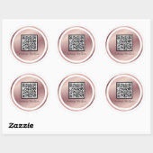 Roze Gouden Aangepaste QR Code Trendy Minimalistis Ronde Sticker (Vel)