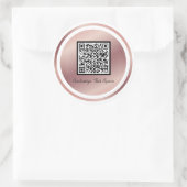 Roze Gouden Aangepaste QR Code Trendy Minimalistis Ronde Sticker (Tas)